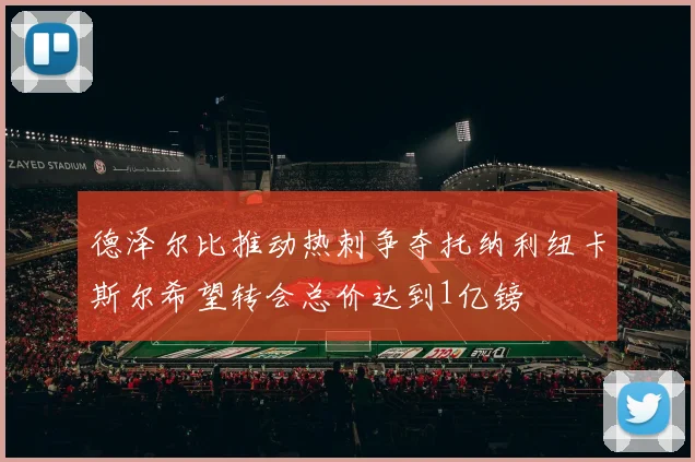 德泽尔比推动热刺争夺托纳利纽卡斯尔希望转会总价达到1亿镑